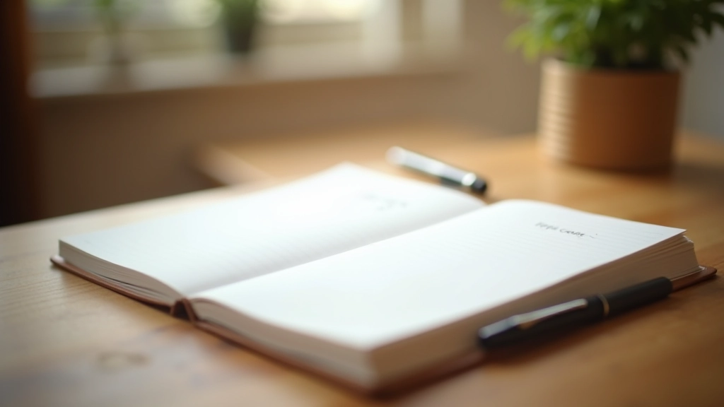 Open notebook with handwritten gratitude observations, pen resting on page, natural window light illuminating the text