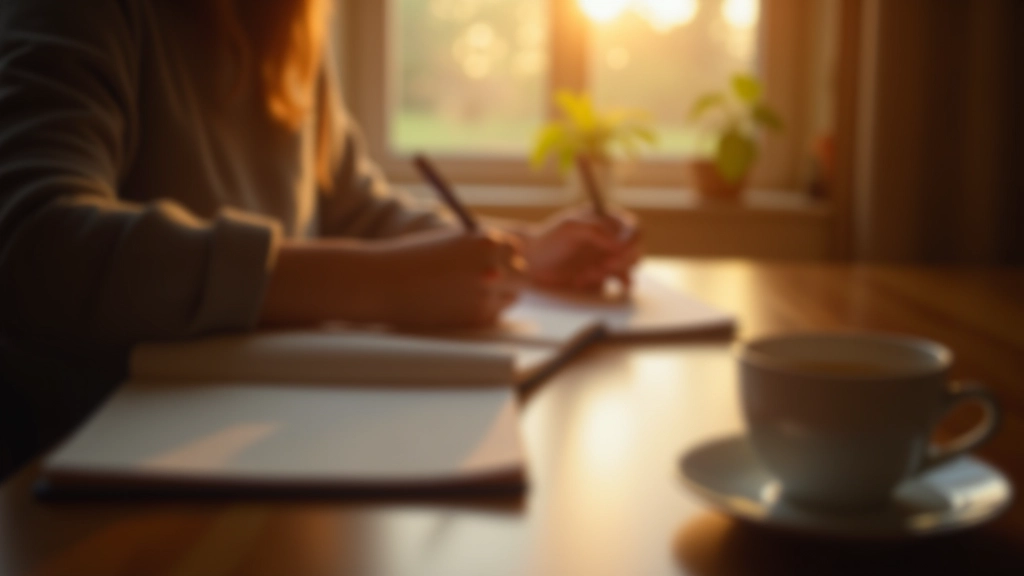 Individual practicing gratitude journaling in peaceful home setting