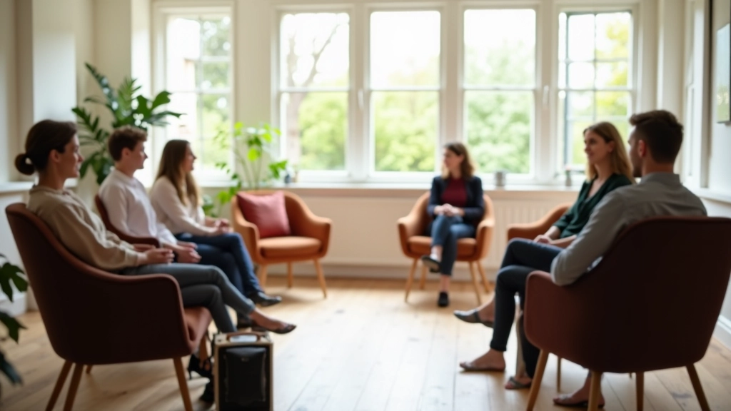 Workshop space with chairs arranged in circle for group discussion